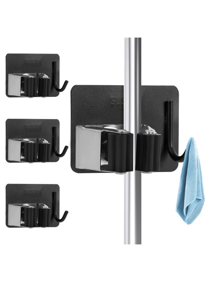 أوشيما 4 قطع من مشابك ملصقة ذاتية لحمل الفرشاة والمناشف، حامل جداري، من الفولاذ المقاوم للصدأ، مقاوم للصدأ، مشبك جداري من الفولاذ المقاوم للصدأ، مشابك عالي الكفاءة لا تحتاج إلى الحفر، مناسبة لتعليق الحمام والمطبخ والجراجة - Image 1